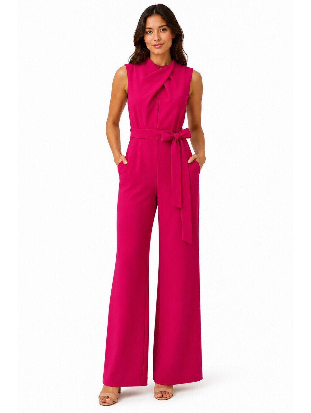 Tahari ASL Women’s Pink Sleeveless Wide Leg Jumpsuit Size 6 Nordstrom